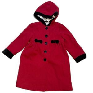 Polly‎ Flinders Red Hooded Velvet Bow Dress Coat 4T Classic